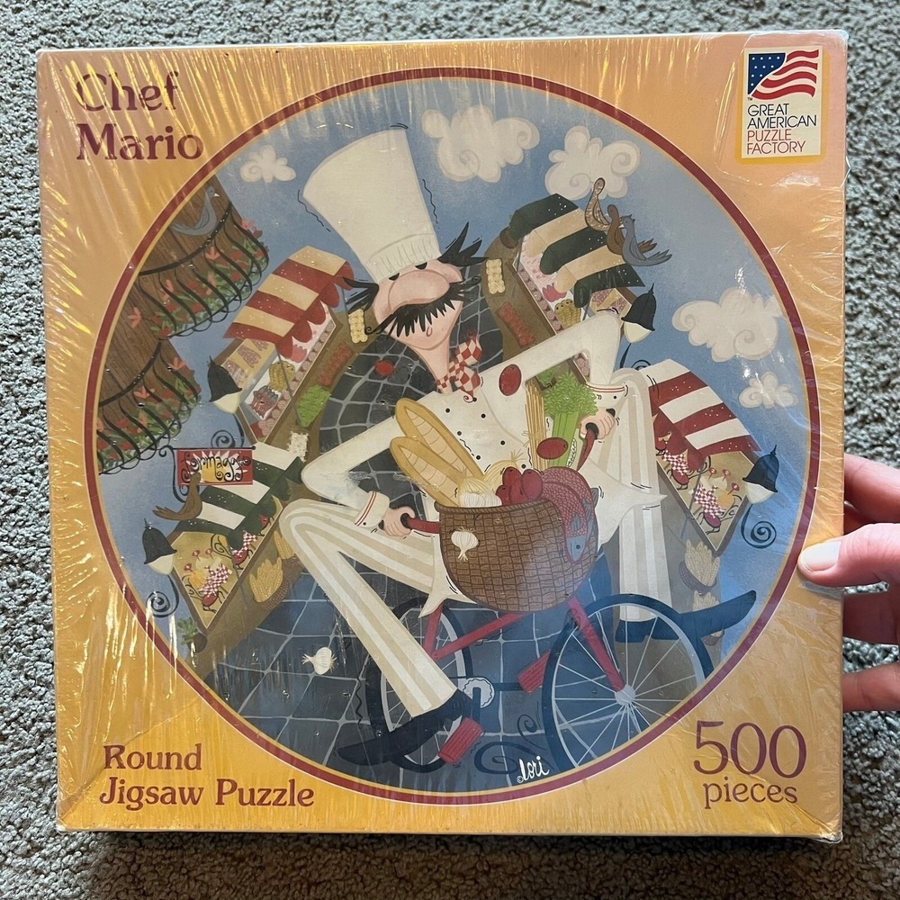 Vintage Sealed Chef Mario 500 Pc‎ Puzzle #8316 Great American Puzzle Factory